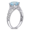 Thumbnail Image 2 of 8.0mm Sky Blue Topaz and 0.04 CT. T.W. Diamond Vintage-Style Filigree Ring in Sterling Silver