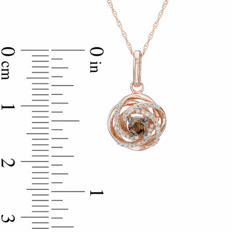 0.25 CT. T.W. Champagne and White Diamond Love Knot Pendant in 10K Rose Gold