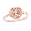 Thumbnail Image 0 of 0.25 CT. T.W. Champagne and White Diamond Love Knot Ring in 10K Rose Gold