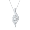 White Lab-Created Sapphire Three Stone Bypass Pendant in Sterling Silver