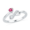 Thumbnail Image 1 of Lab-Created Ruby and Diamond Accent Infinity Midi Ring in Sterling Silver
