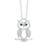 0.10 CT. T.W. Enhanced Black and White Diamond Owl Pendant in Sterling Silver