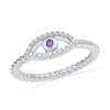 Thumbnail Image 0 of Amethyst and 0.04 CT. T.W. Diamond Evil Eye Midi Ring in Sterling Silver
