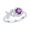 4.0mm Amethyst and Diamond Accent "XO" Midi Ring in Sterling Silver