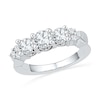 Thumbnail Image 1 of Lab-Created White Sapphire and 0.12 CT. T.W. Diamond Three Stone Ring in Sterling Silver