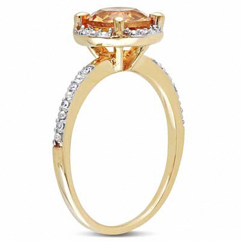 7.0mm Citrine and 0.05 CT. T.W. Diamond Frame Ring 10K Gold