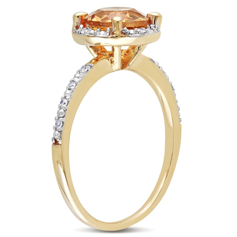 Main Image 2 of 7.0mm Citrine and 0.05 CT. T.W. Diamond Frame Ring in 10K Gold