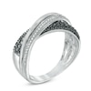 Thumbnail Image 1 of 0.15 CT. T.W. Enhanced Black and White Diamond Orbit Crossover Ring in Sterling Silver