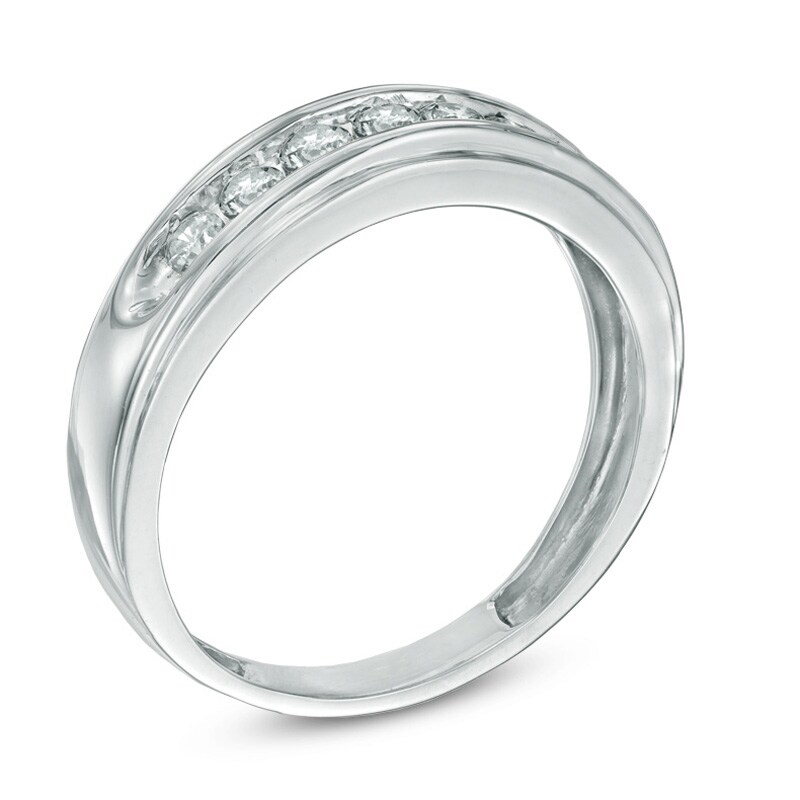 0.50 CT. T.W. Diamond Comfort Fit Anniversary Band in 10K White Gold