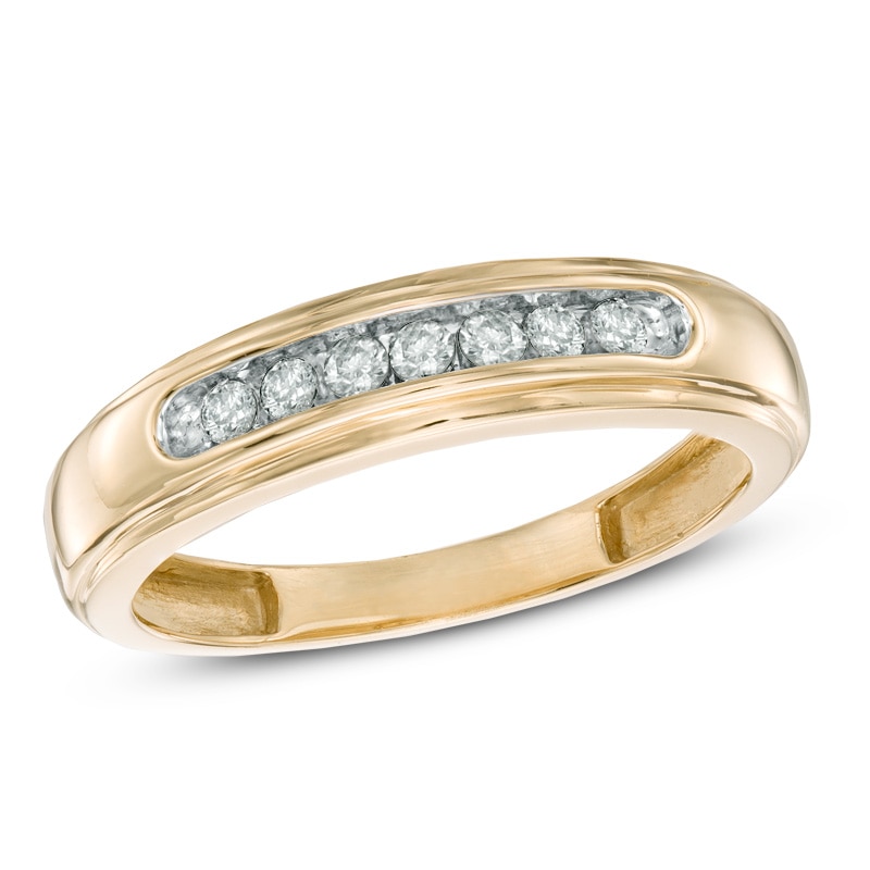 Main Image 1 of Men's 0.25 CT. T.W. Diamond Comfort Fit Anniversary Band in 10K Gold