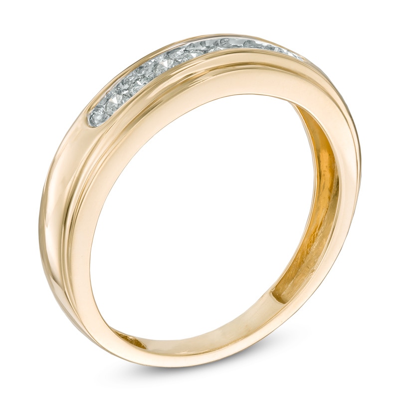 Main Image 2 of Men's 0.25 CT. T.W. Diamond Comfort Fit Anniversary Band in 10K Gold