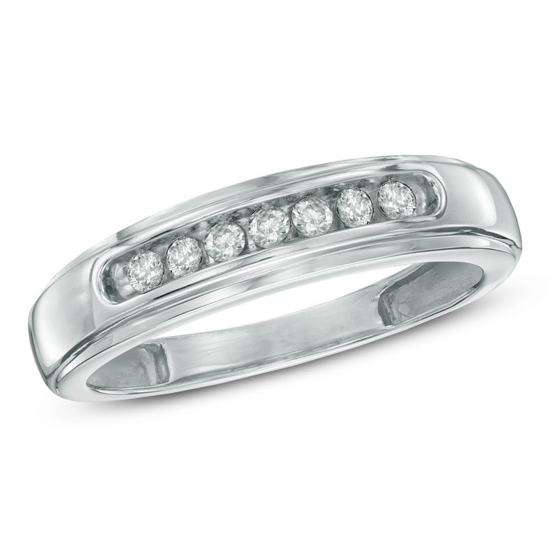 Main Image 1 of 0.25 CT. T.W. Diamond Comfort Fit Anniversary Band in 10K White Gold