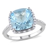 Thumbnail Image 0 of 10.0mm Cushion-Cut Blue Topaz and 0.10 CT. T.W. Diamond Frame Ring in 10K White Gold