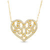 Thumbnail Image 0 of AVA Nadri Crystal Ornate Heart Necklace in Sterling Silver with 18K Gold Plate - 16"