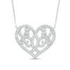 Thumbnail Image 0 of AVA Nadri Crystal Ornate Heart Necklace in Sterling Silver - 16"