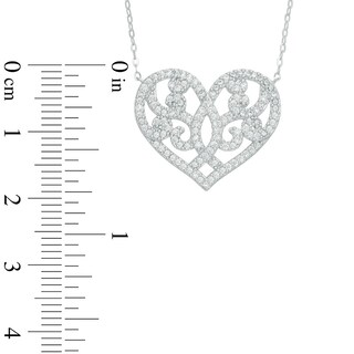 AVA Nadri Crystal Ornate Heart Necklace in Sterling Silver - 16"