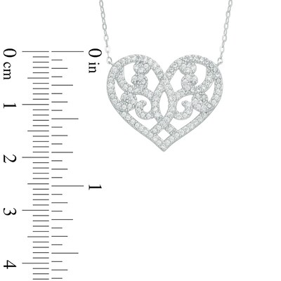 AVA Nadri Crystal Ornate Heart Necklace in Sterling Silver - 16"