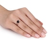 Thumbnail Image 3 of 6.0mm Cushion-Cut Garnet and 0.05 CT. T.W. Diamond Ring in 10K Rose Gold