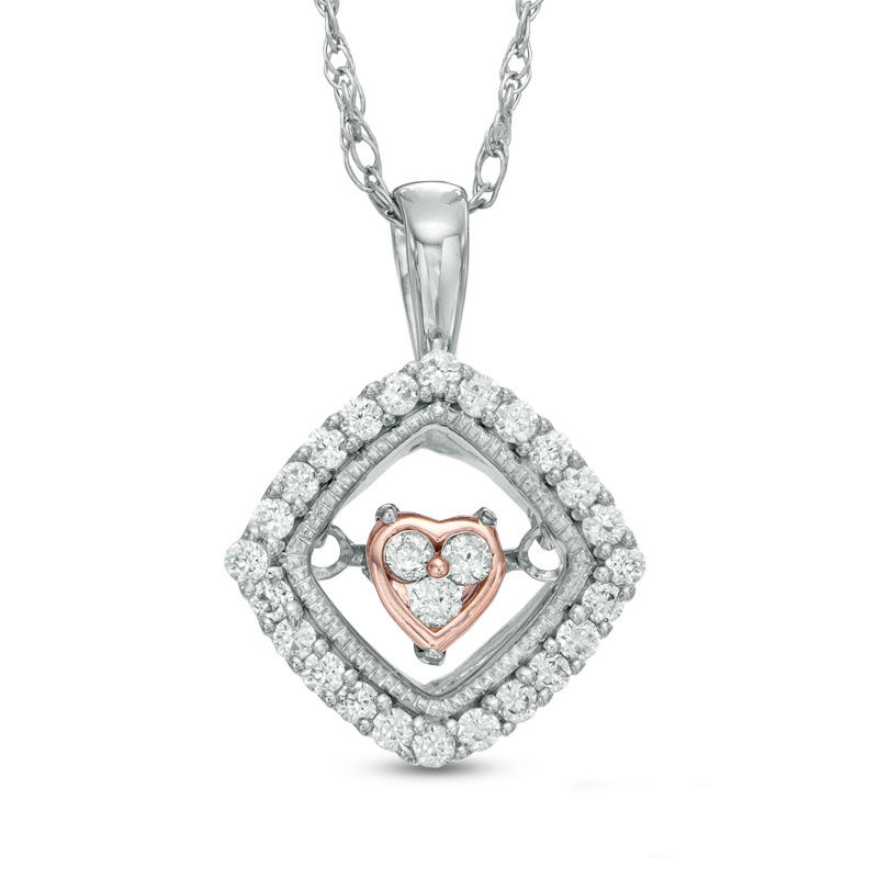 Unstoppable Loveâ¢ 0.20 CT. T.W. Diamond Tilted Square with Inner Heart Pendant in 10K Two-Tone Gold