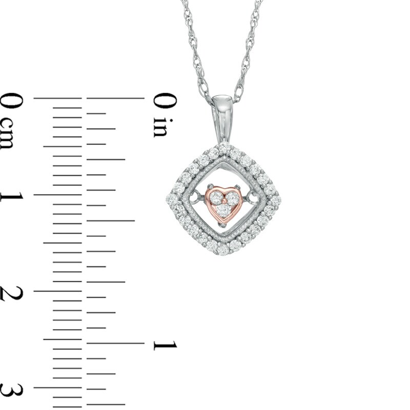 Main Image 2 of Unstoppable Love™ 0.20 CT. T.W. Diamond Tilted Square with Inner Heart Pendant in 10K Two-Tone Gold