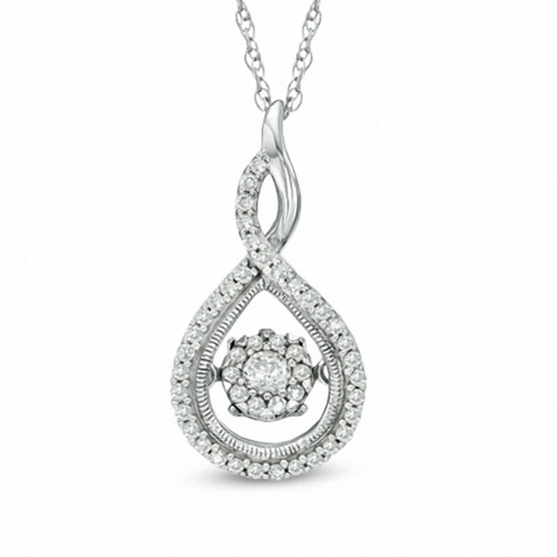 Unstoppable Love™ 0.20 CT. T.W. Diamond Twist Teardrop Pendant in 10K White Gold|Peoples Jewellers