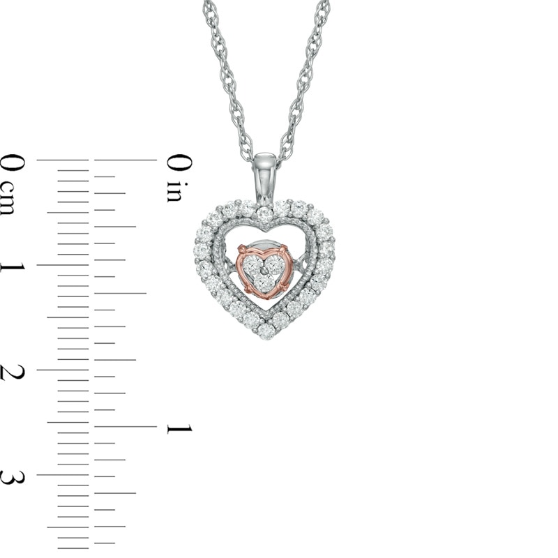 Main Image 2 of Unstoppable Love™ 0.15 CT. T.W. Diamond Heart in Heart Pendant in 10K Two-Tone Gold