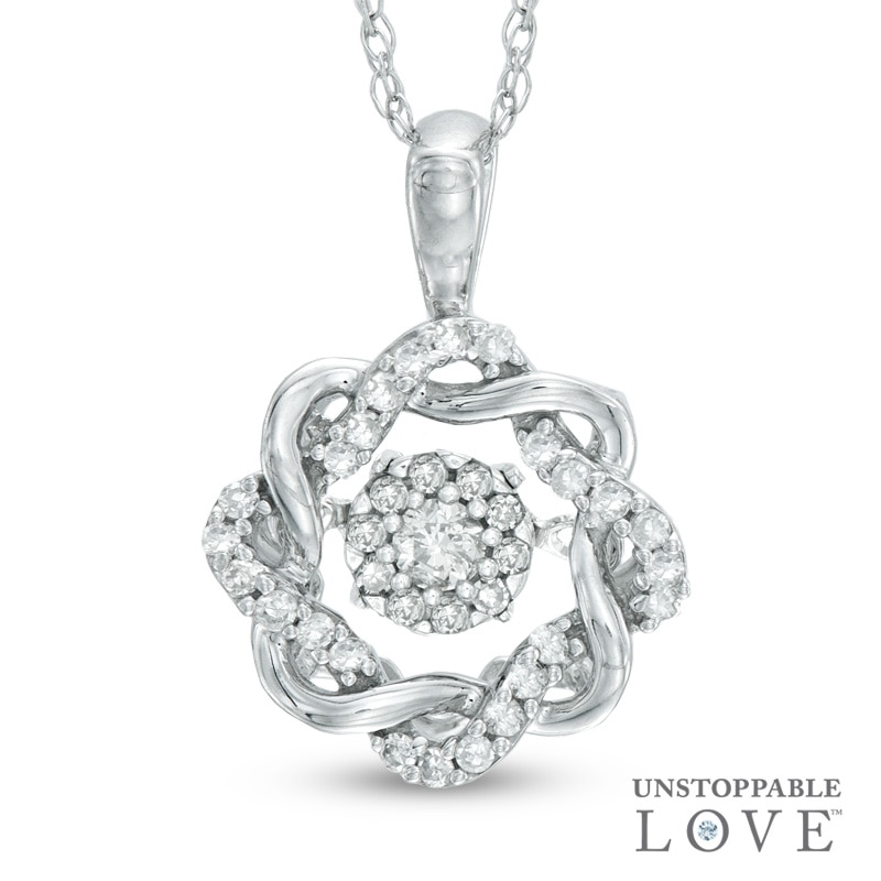 Main Image 1 of Unstoppable Love™ 0.19 CT. T.W. Diamond Wreath Pendant in 10K White Gold