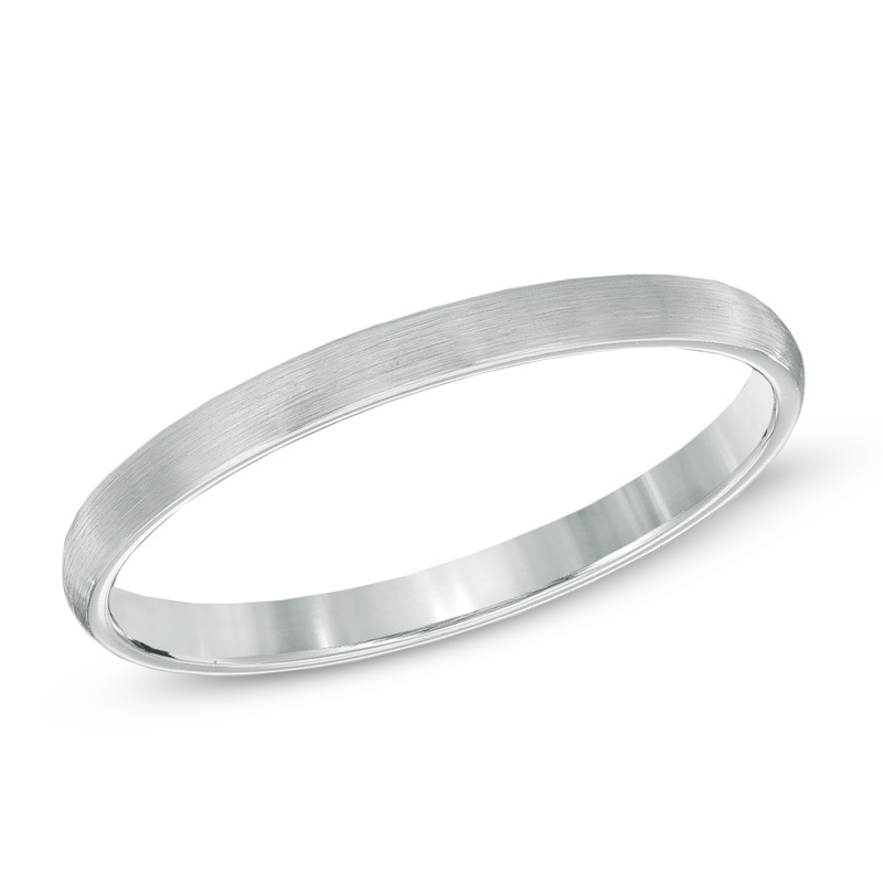 2.0mm 14K White Gold Satin Wedding Band