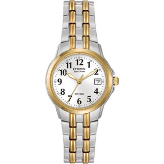 Ladies' Citizen Eco-Drive® Two-Tone Watch with White Dial (Model: EW1544-53A)