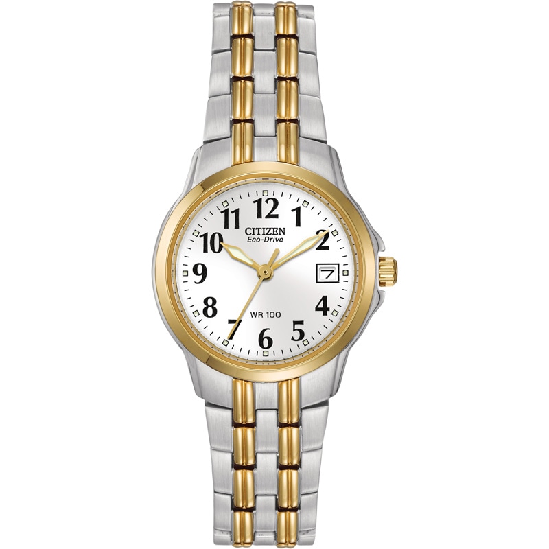 Ladies' Citizen Eco-Drive® Two-Tone Watch with White Dial (Model: EW1544-53A)