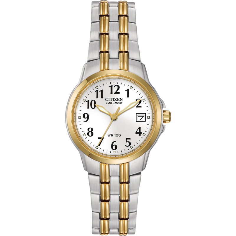 Ladies' Citizen Eco-Drive® Two-Tone Watch with White Dial (Model: EW1544-53A)|Peoples Jewellers