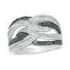 Thumbnail Image 0 of 1.00 CT. T.W. Enhanced Black and White Diamond Layered Braid Ring in 10K White Gold