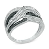 Thumbnail Image 1 of 1.00 CT. T.W. Enhanced Black and White Diamond Layered Braid Ring in 10K White Gold