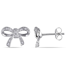 Diamond Accent Bow Stud Earrings in 10K White Gold