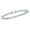 Thumbnail Image 1 of 5.5-6.0mm Freshwater Cultured Pearl and Lab-Created White Sapphire Bangle in Sterling Silver-7.25"