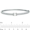 Thumbnail Image 2 of 5.5-6.0mm Freshwater Cultured Pearl and Lab-Created White Sapphire Bangle in Sterling Silver-7.25"