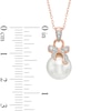 9.5mm Freshwater Cultured Pearl and Lab-Created White Sapphire Pendant in Sterling Silver with 18K Rose Gold Plate