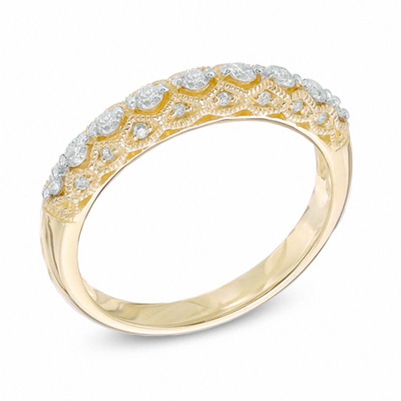Main Image 2 of 0.25 CT. T.W. Diamond Vintage-Style Anniversary Band in 10K Gold