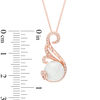 Thumbnail Image 1 of 9.0mm Button Cultured Freshwater Pearl and 0.087 CT. T.W. Diamond Swirl Pendant in 10K Rose Gold