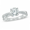 Thumbnail Image 0 of 7.0mm White Lab-Created Sapphire Crossover Engagement Ring in Sterling Silver