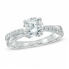 Thumbnail Image 1 of 7.0mm White Lab-Created Sapphire Crossover Engagement Ring in Sterling Silver