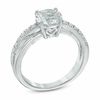 Thumbnail Image 2 of 7.0mm White Lab-Created Sapphire Crossover Engagement Ring in Sterling Silver