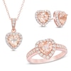 Thumbnail Image 1 of Pink Quartz Doublet and Lab-Created White Sapphire Three Piece Set in Sterling Silver with 18K Rose Gold Plate