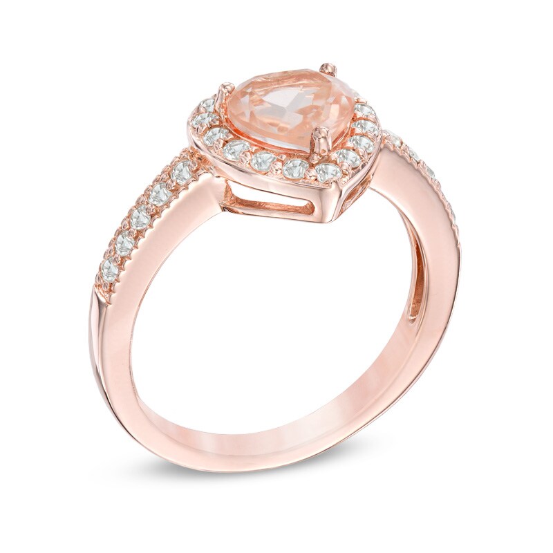 Main Image 2 of Pink Quartz Doublet and Lab-Created White Sapphire Three Piece Set in Sterling Silver with 18K Rose Gold Plate