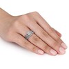 Thumbnail Image 2 of 0.14 CT. T.W. Diamond Cluster Split Shank Bridal Set in Sterling Silver