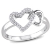 Thumbnail Image 0 of 0.10 CT. T.W. Diamond Double Heart Outline Ring in Sterling Silver