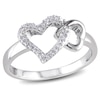 0.10 CT. T.W. Diamond Double Heart Outline Ring in Sterling Silver