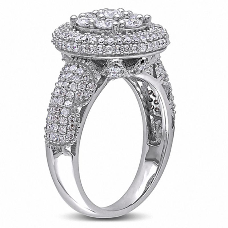 1.99 CT. T.W. Diamond Cluster Double Frame Ring in 10K White Gold