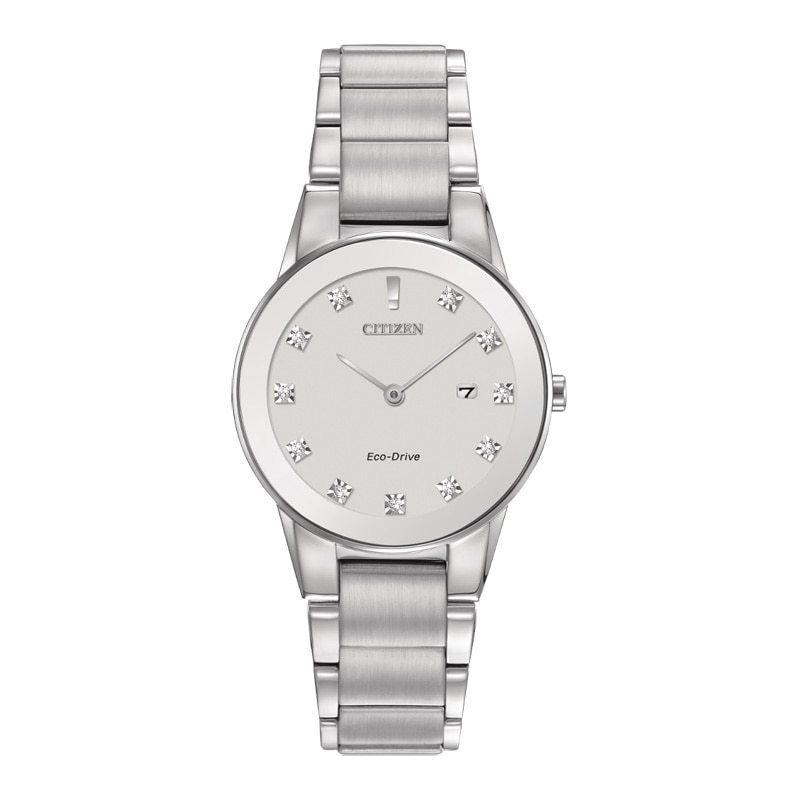 Ladies' Citizen Eco-Drive® Axiom Diamond Accent Watch with Silver-Tone Dial (Model: GA1050-51B)