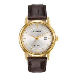 Men's Citizen Eco-Drive® Gold-Tone Strap Watch with Ivory Dial (Model: AW1232-04A)